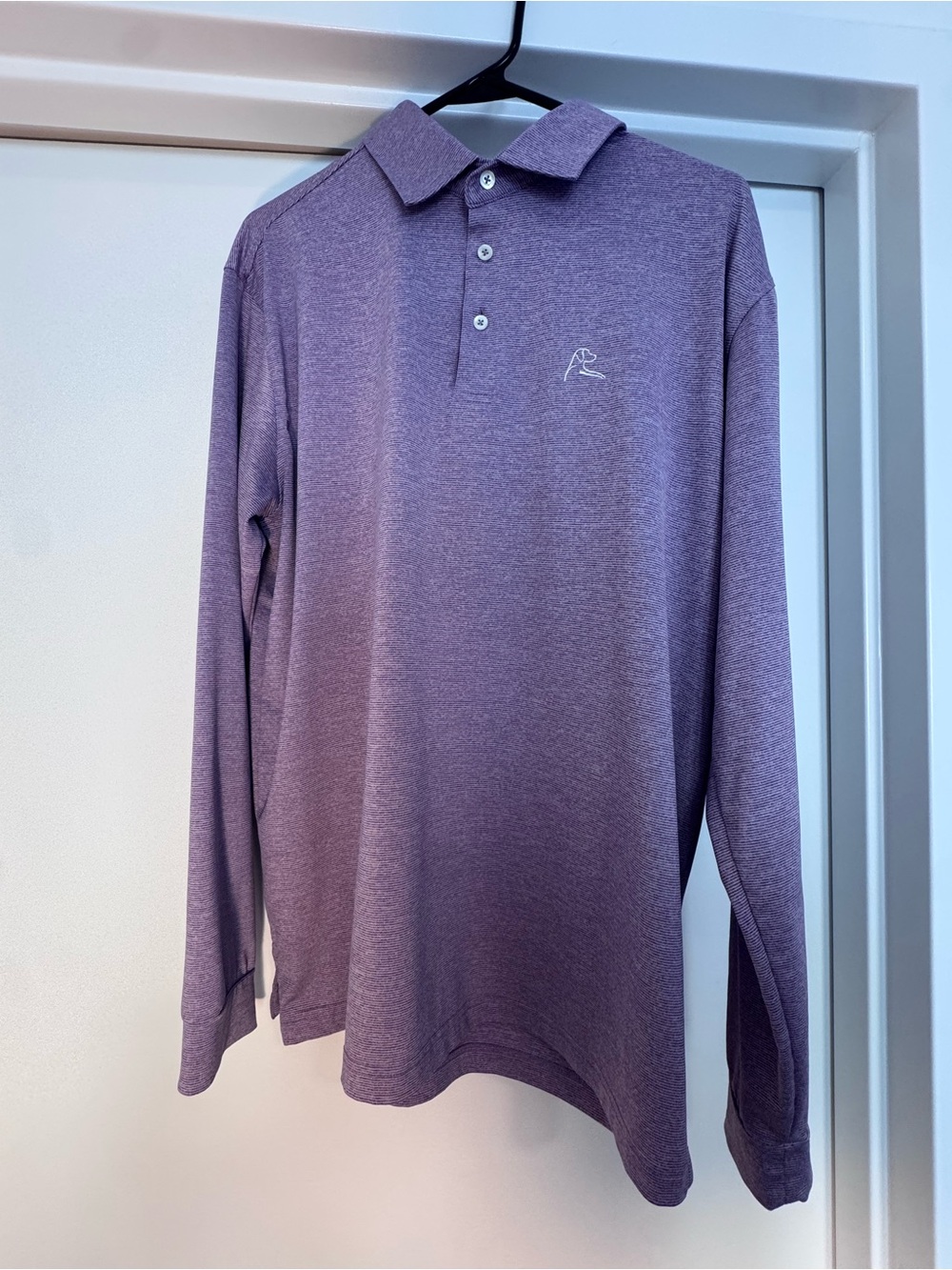 Rhoback Men's Long Sleeve Polo Shirts (2) - Lavender and White - Picture 2 of 5